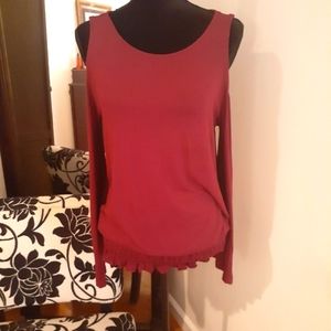 Cold shoulder top with flare sleeve